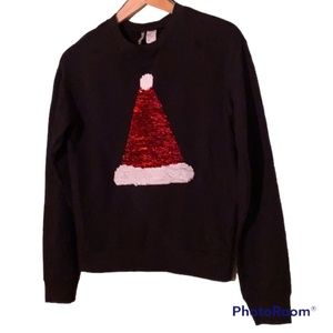 DONATING SOON H&M Divided Black Reversible Christmas New Year’s Sweater XS